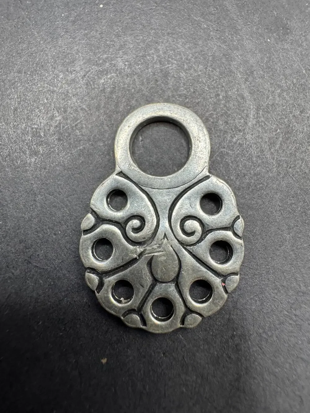 Vintage Silver Tone Ornate Zipper Pulls Clasp Metal Pendant 0.71 in